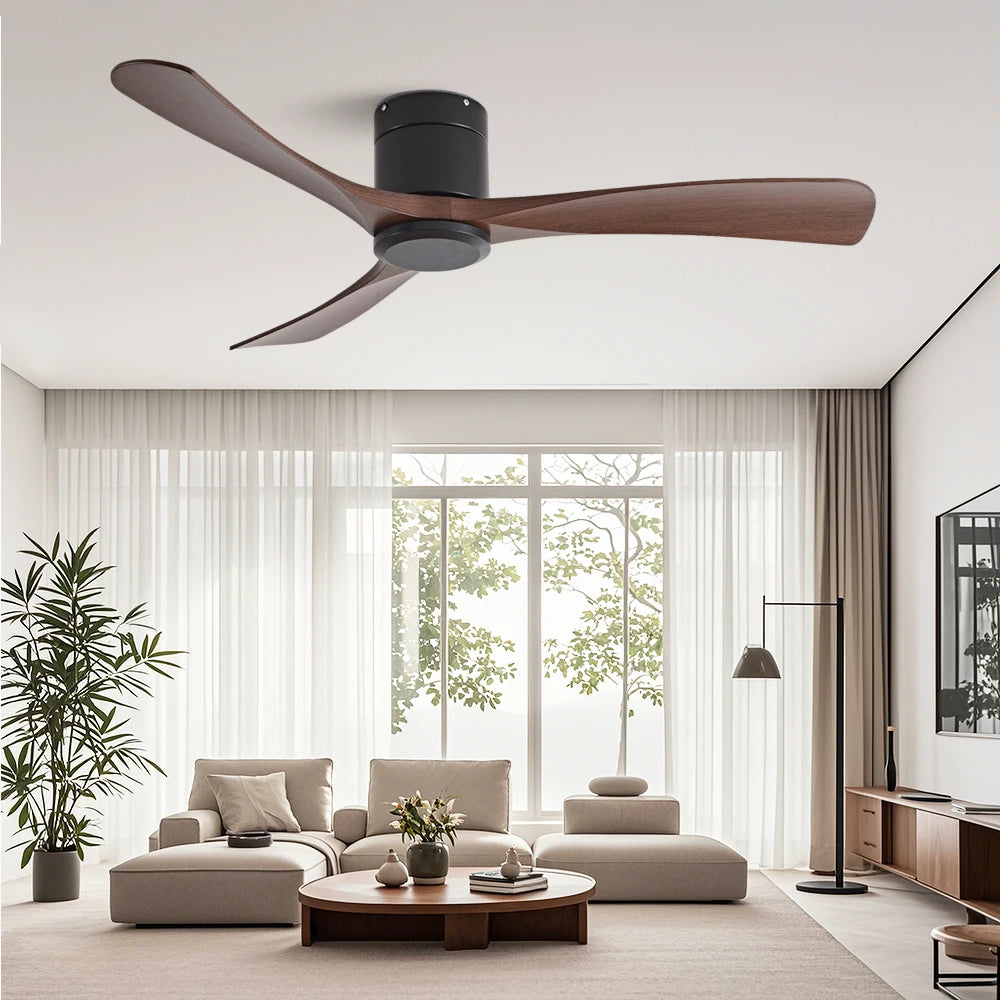 46 Inch Low Floor Ultra Thin 25cm DC Ceiling Fan No Light with Remote Control for Coffee Shop Home Hotel Office