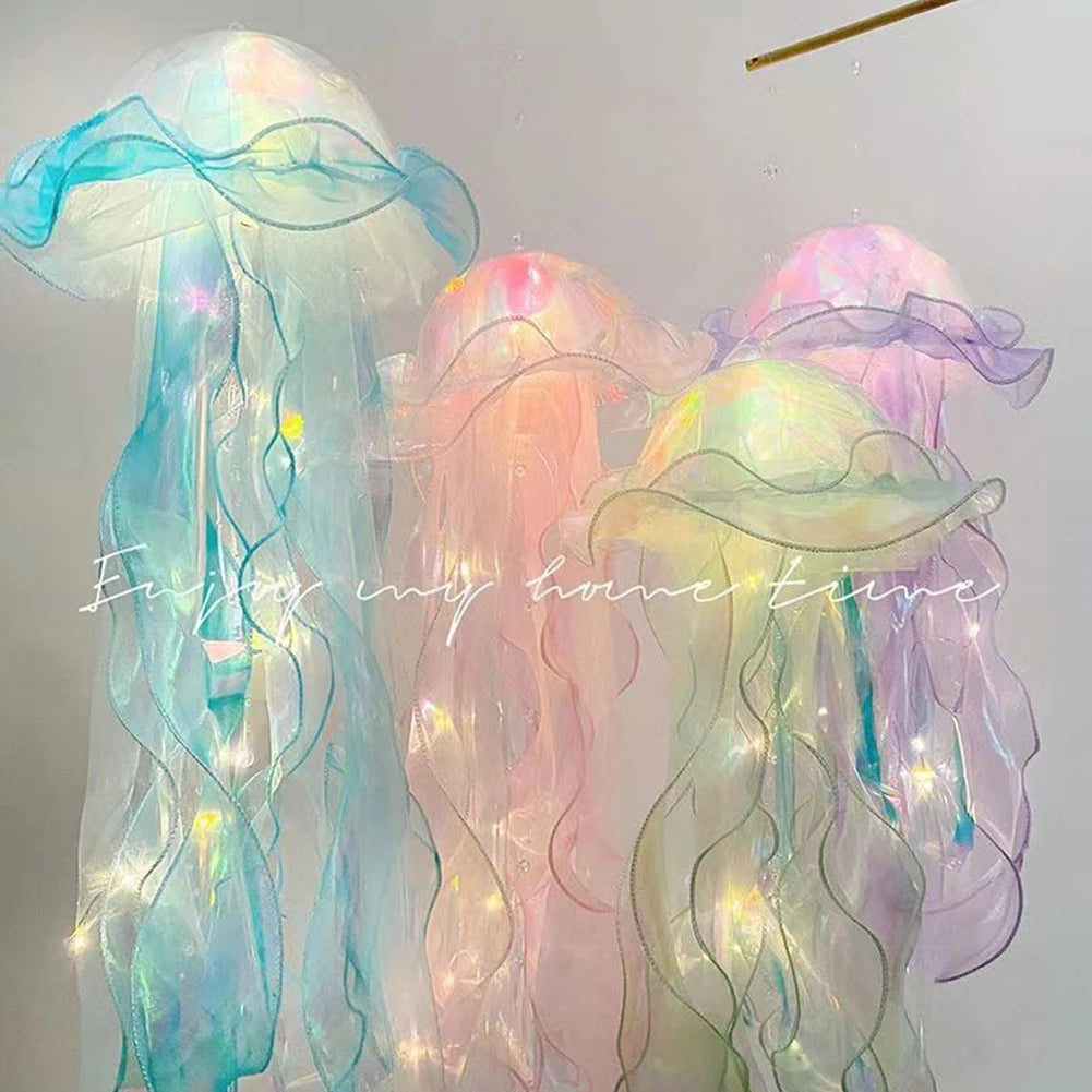 RGB Jellyfish Lamp Colorful Night Light Ocean Inspired Hanging Ceiling Lantern Magical Home Decor Ambient Bedroom Lighting