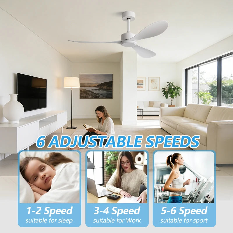 36/42/52 Inch Ceiling Fan Industrial Vintage ABS Ventilator with Remote Control Decorative Blower Retro Large Fans