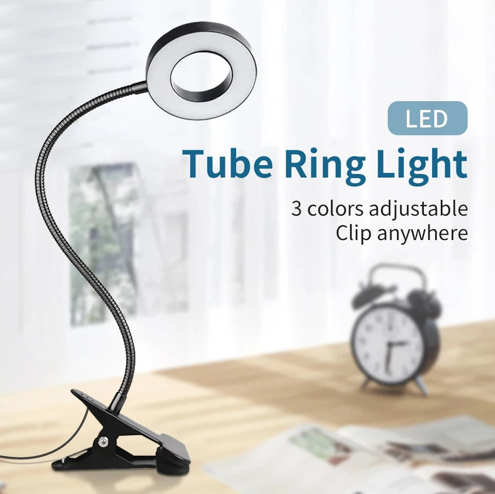 Clip on Light LED Reading Book Study Lamp 3 Color Modes 10 Brightness Eye Protection 360° Flexible Gooseneck Student Desk Lamp