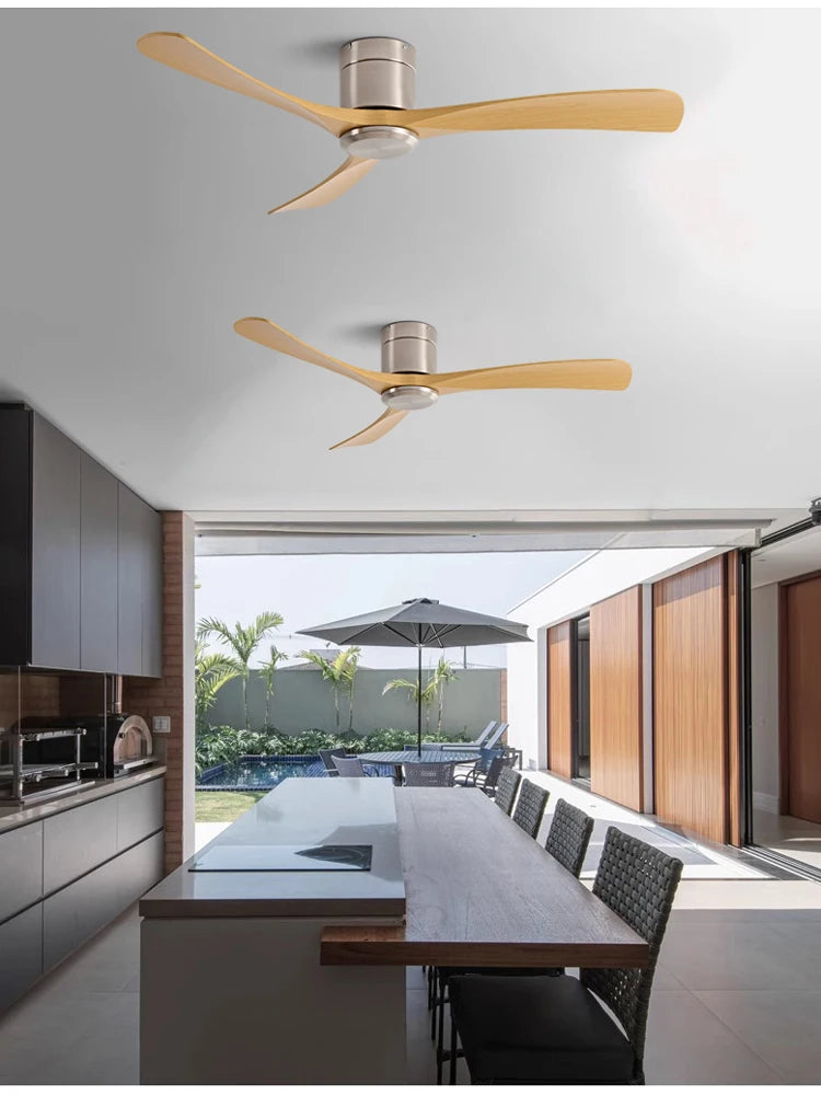 46 Inch Low Floor Ultra Thin 25cm DC Ceiling Fan No Light with Remote Control for Coffee Shop Home Hotel Office