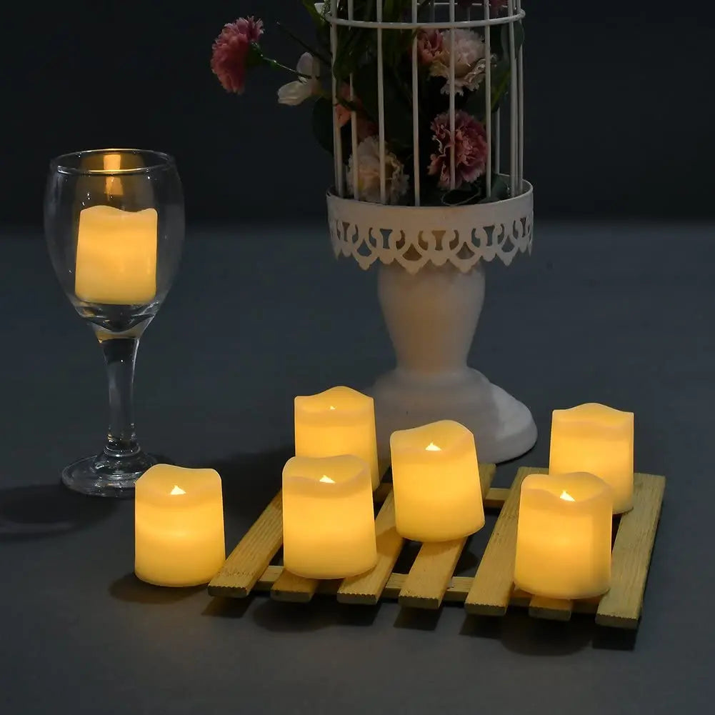 24Pcs/Set Flameless LED Candle Creative Wishing Led Tea Light Warm White Flameless Candle Halloween Christmas Decor Candle Light
