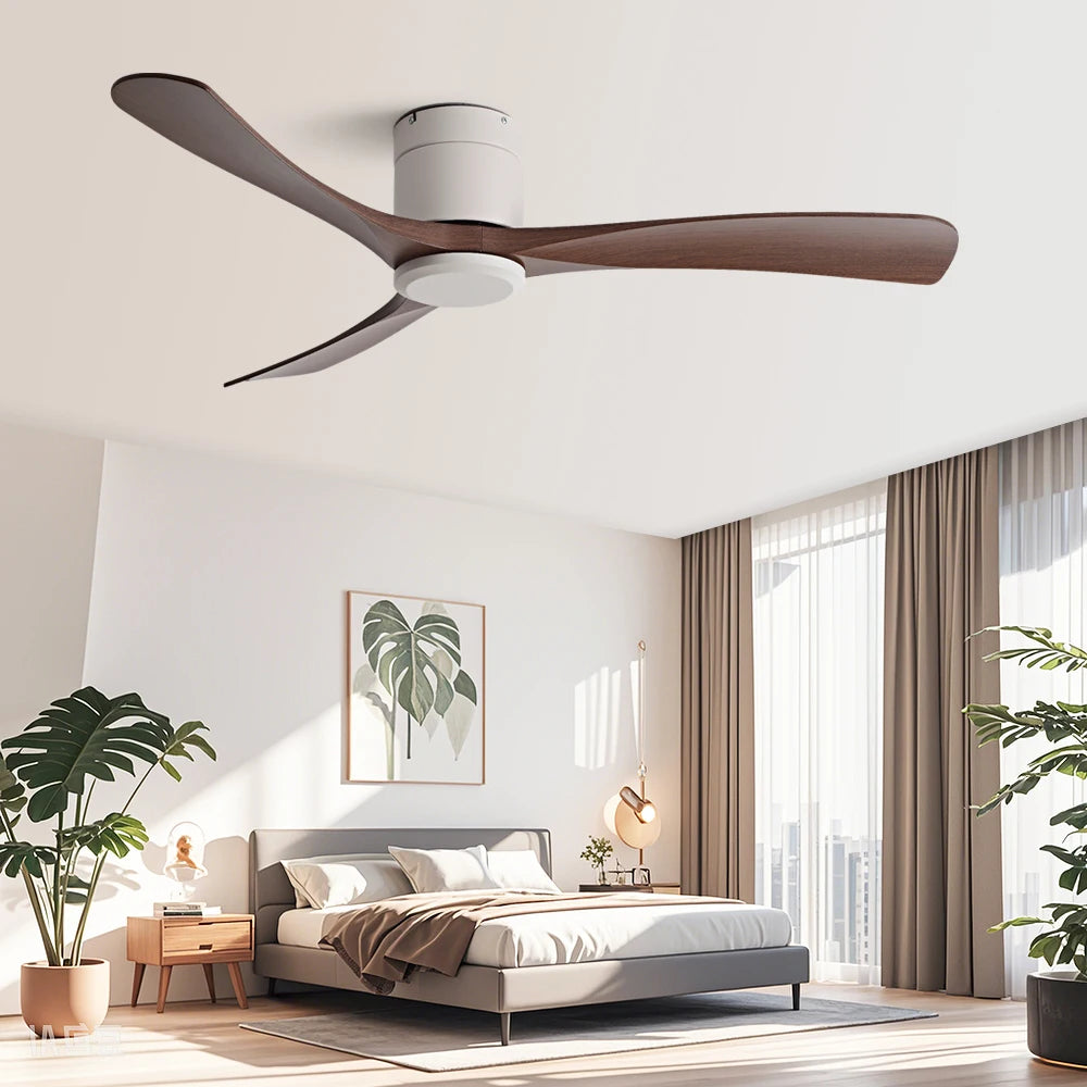 46 Inch Low Floor Ultra Thin 25cm DC Ceiling Fan No Light with Remote Control for Coffee Shop Home Hotel Office