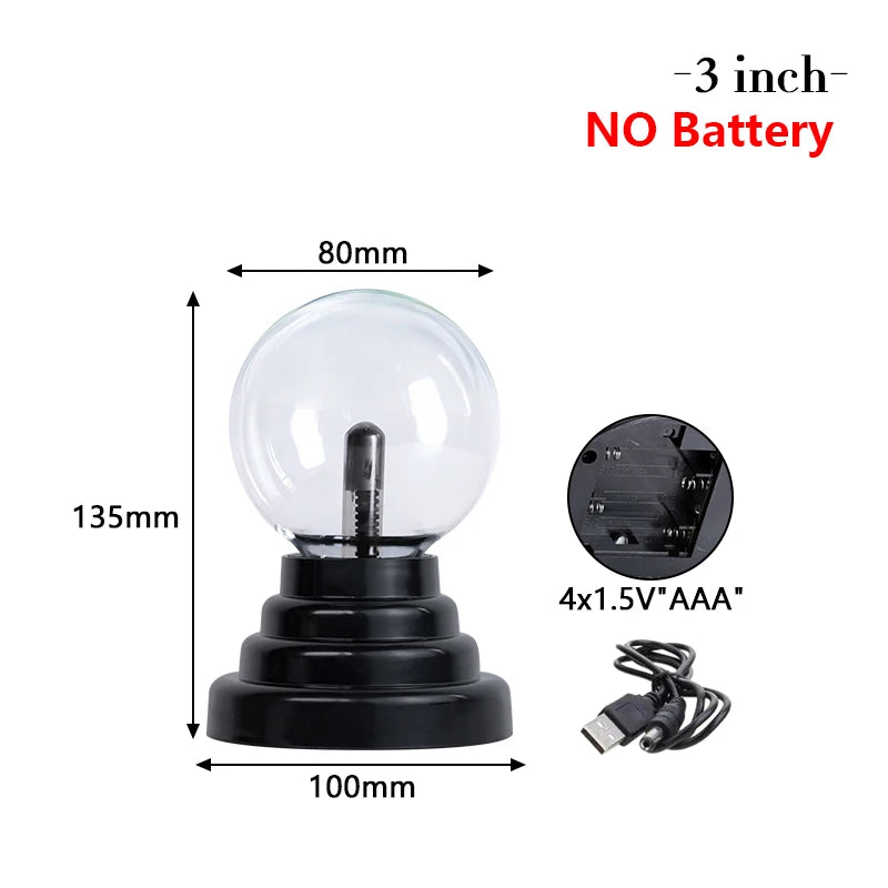 Novelty Magic Plasma Ball Light 3/4/5/6 Inch Night Light Christmas Kids Gift Glass Plasma Lamp Party Decor Table Lights