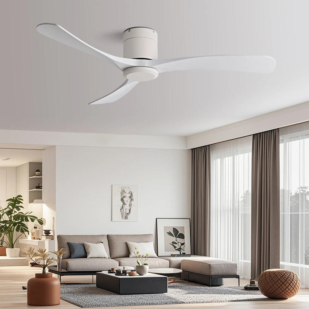 46 Inch Low Floor Ultra Thin 25cm DC Ceiling Fan No Light with Remote Control for Coffee Shop Home Hotel Office
