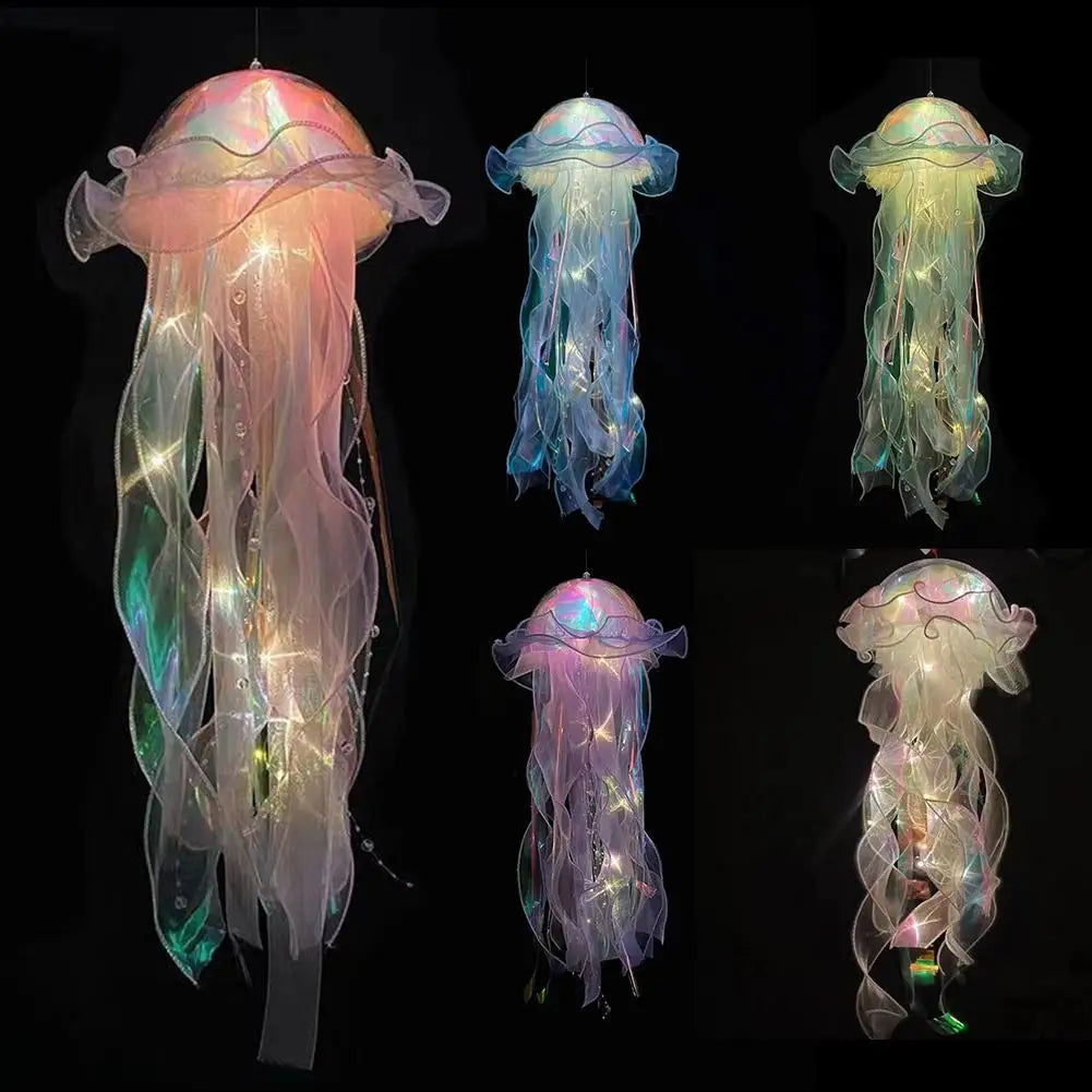 RGB Jellyfish Lamp Colorful Night Light Ocean Inspired Hanging Ceiling Lantern Magical Home Decor Ambient Bedroom Lighting