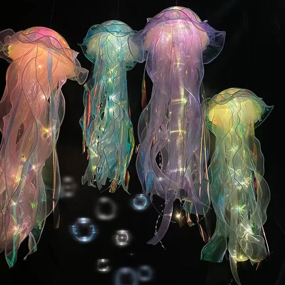 RGB Jellyfish Lamp Colorful Night Light Ocean Inspired Hanging Ceiling Lantern Magical Home Decor Ambient Bedroom Lighting