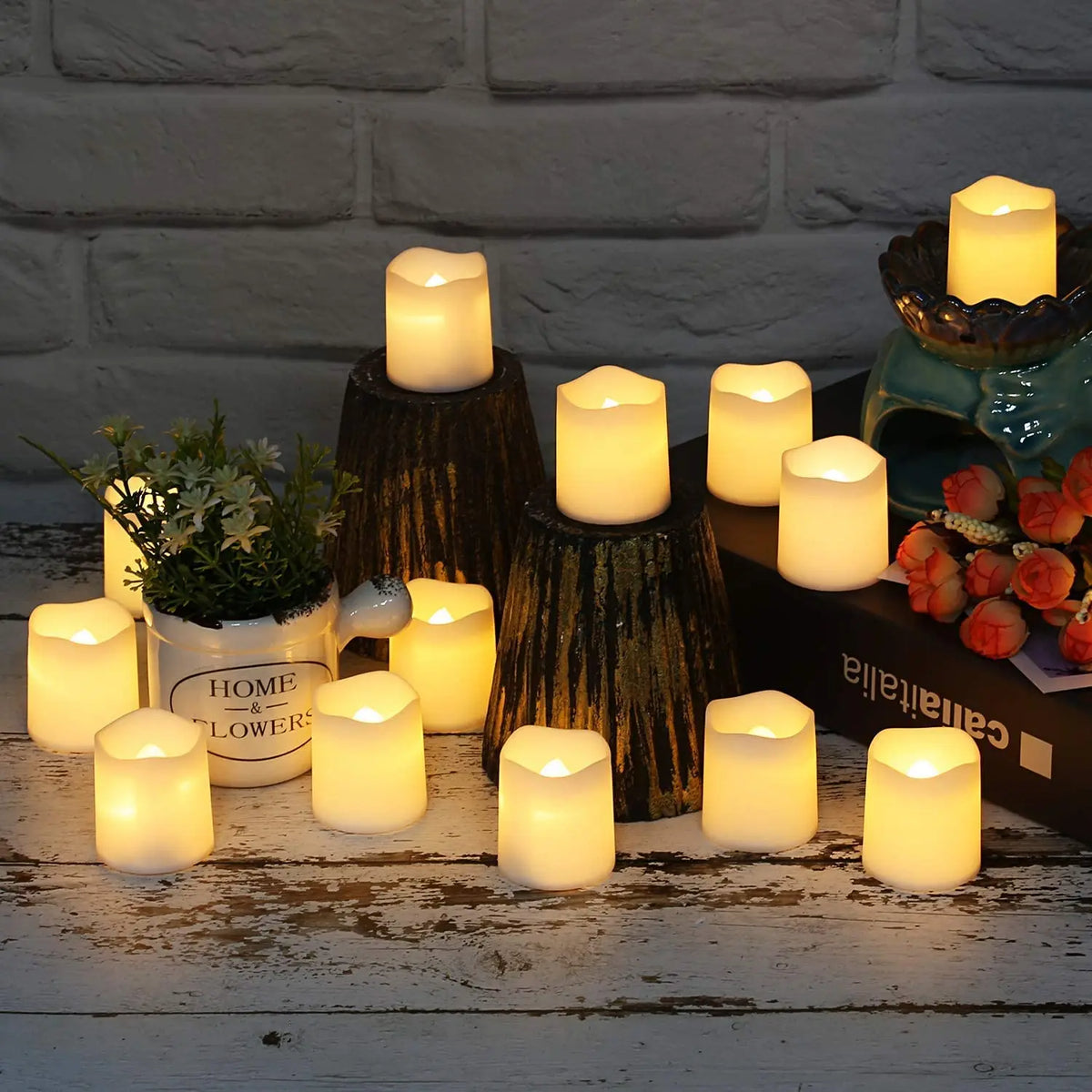 24Pcs/Set Flameless LED Candle Creative Wishing Led Tea Light Warm White Flameless Candle Halloween Christmas Decor Candle Light
