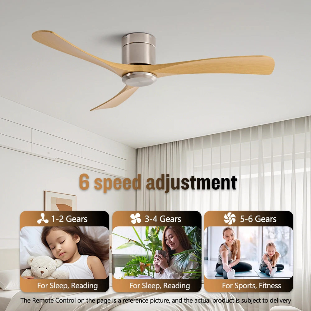 46 Inch Low Floor Ultra Thin 25cm DC Ceiling Fan No Light with Remote Control for Coffee Shop Home Hotel Office