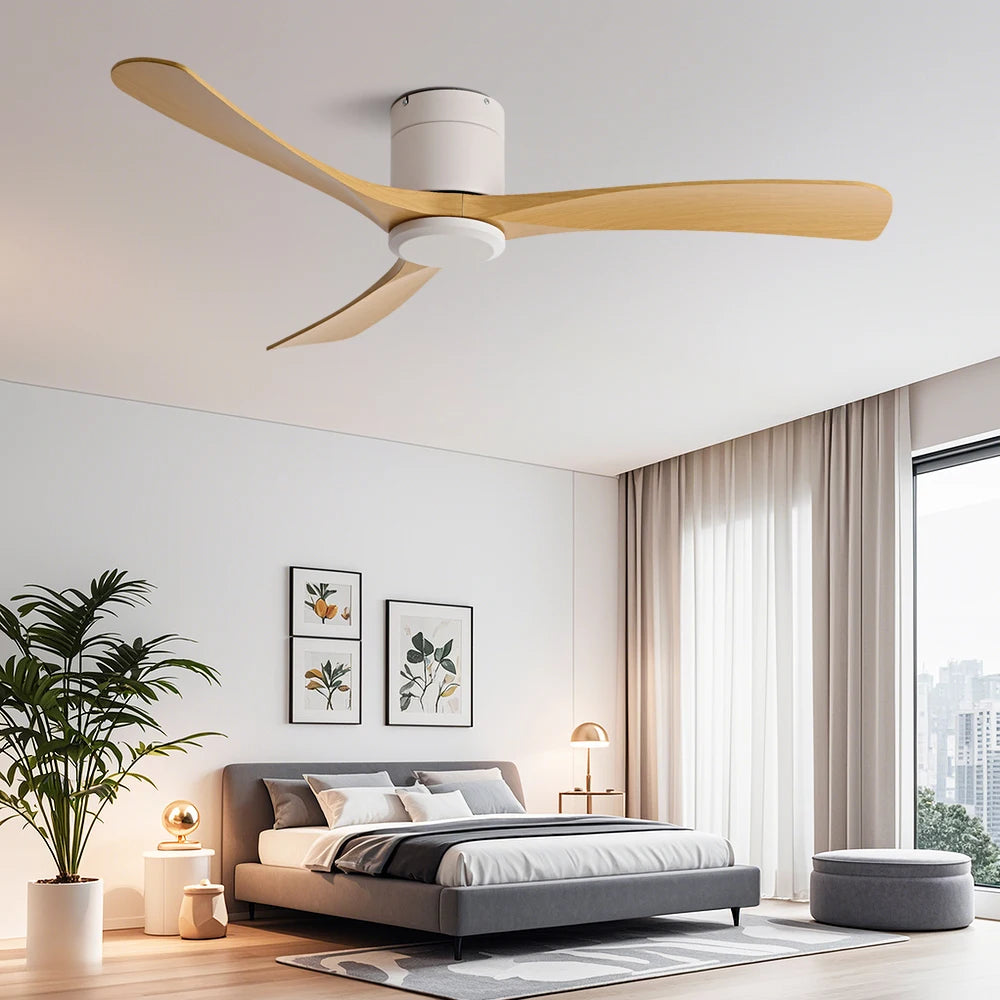 46 Inch Low Floor Ultra Thin 25cm DC Ceiling Fan No Light with Remote Control for Coffee Shop Home Hotel Office
