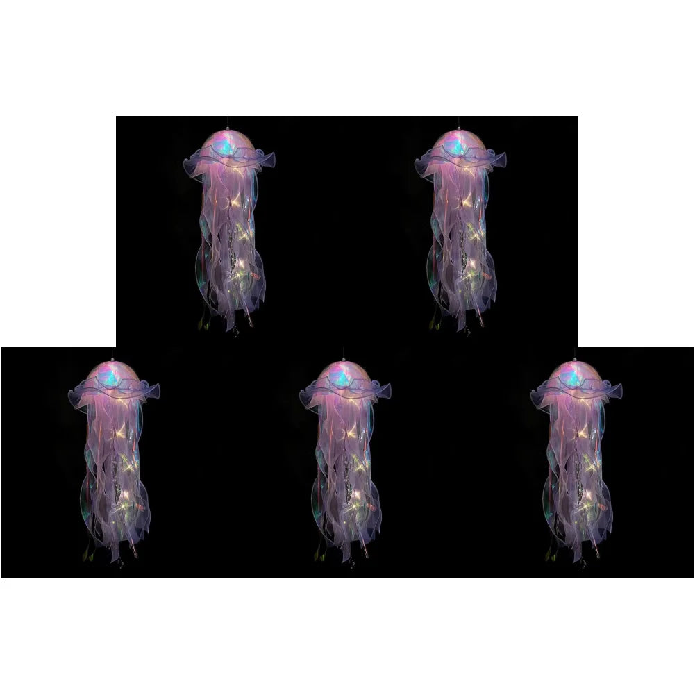 RGB Jellyfish Lamp Colorful Night Light Ocean Inspired Hanging Ceiling Lantern Magical Home Decor Ambient Bedroom Lighting