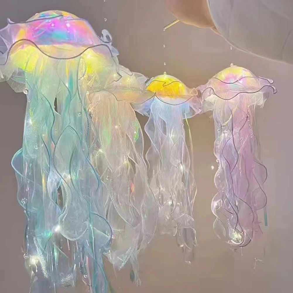 RGB Jellyfish Lamp Colorful Night Light Ocean Inspired Hanging Ceiling Lantern Magical Home Decor Ambient Bedroom Lighting
