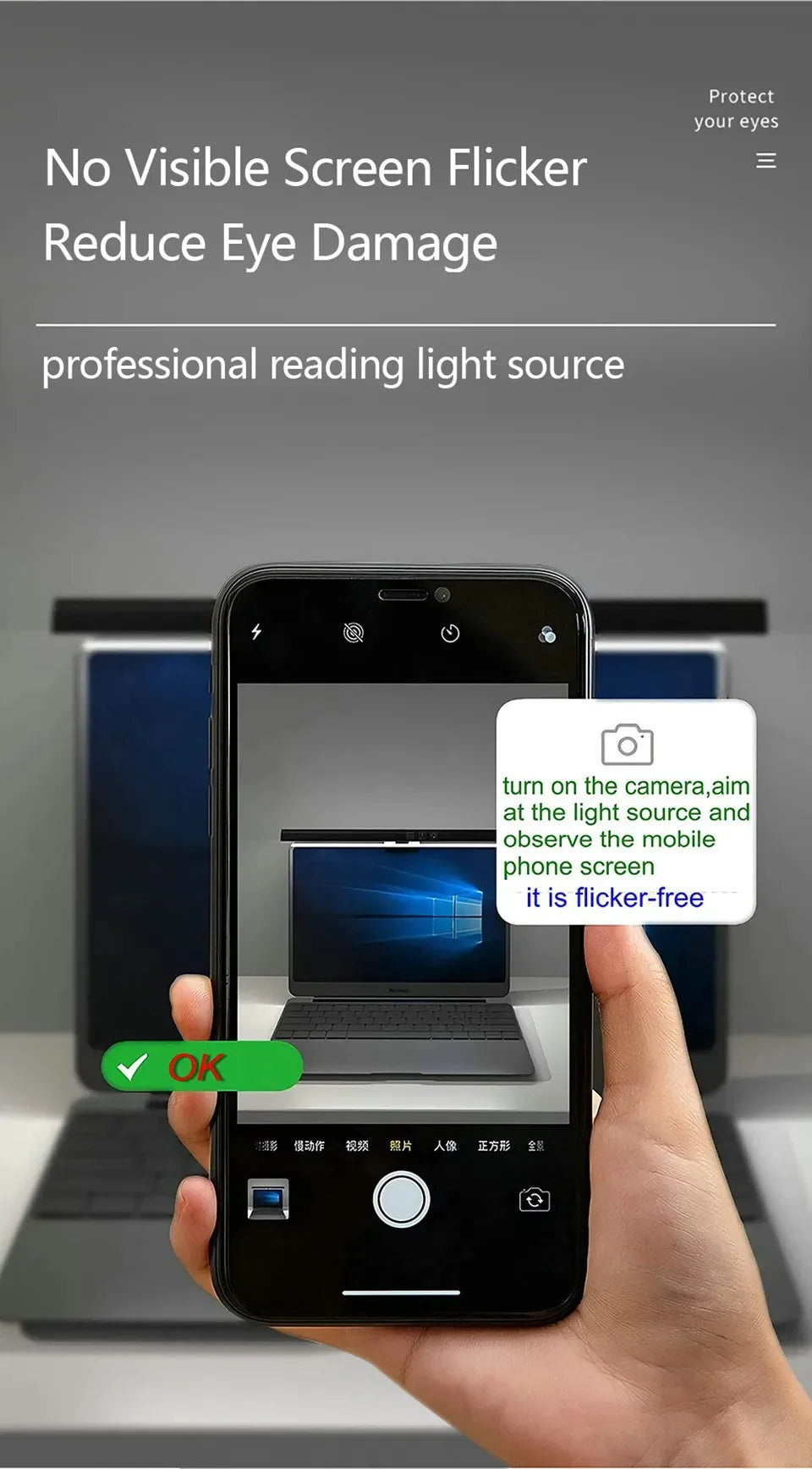 LED Desk Lamp Monitor Light Bar PC Computer Dimmable Screen Light 33cm 50cm Office Study Reading Hanging Table Lamp USB Powered
