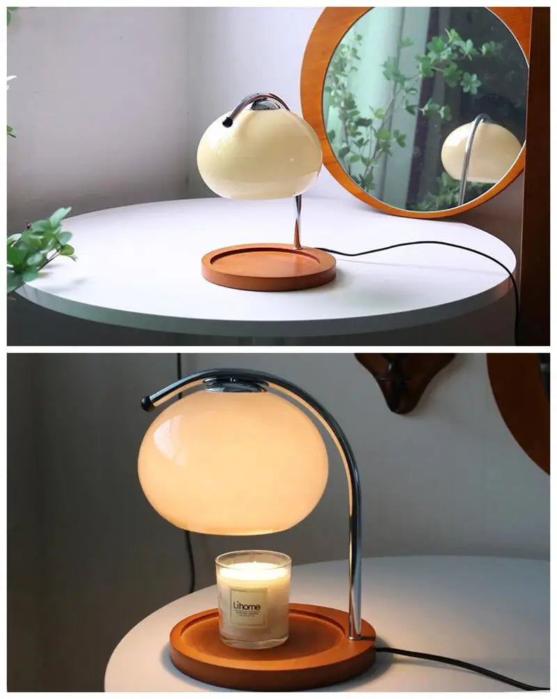 Table Lamp Aromatherapy Candlestick Lamp Bedroom Bedside Atmosphere Retro Glass Desk Lamp Study Office Home Candle Warmers Lamp