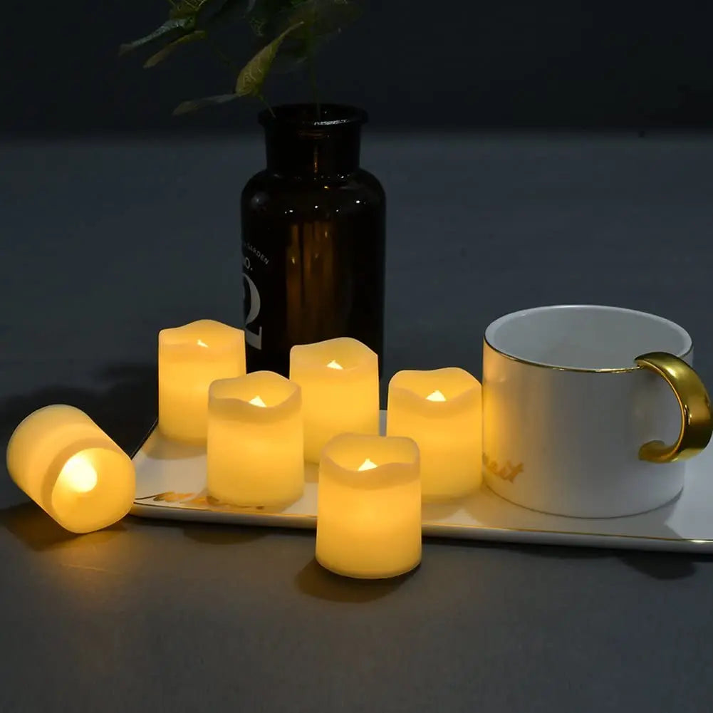24Pcs/Set Flameless LED Candle Creative Wishing Led Tea Light Warm White Flameless Candle Halloween Christmas Decor Candle Light
