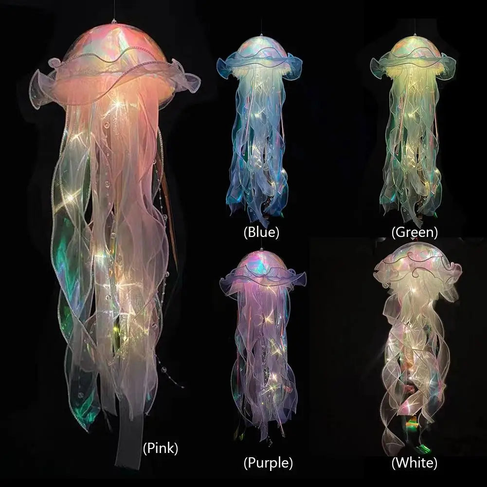 RGB Jellyfish Lamp Colorful Night Light Ocean Inspired Hanging Ceiling Lantern Magical Home Decor Ambient Bedroom Lighting