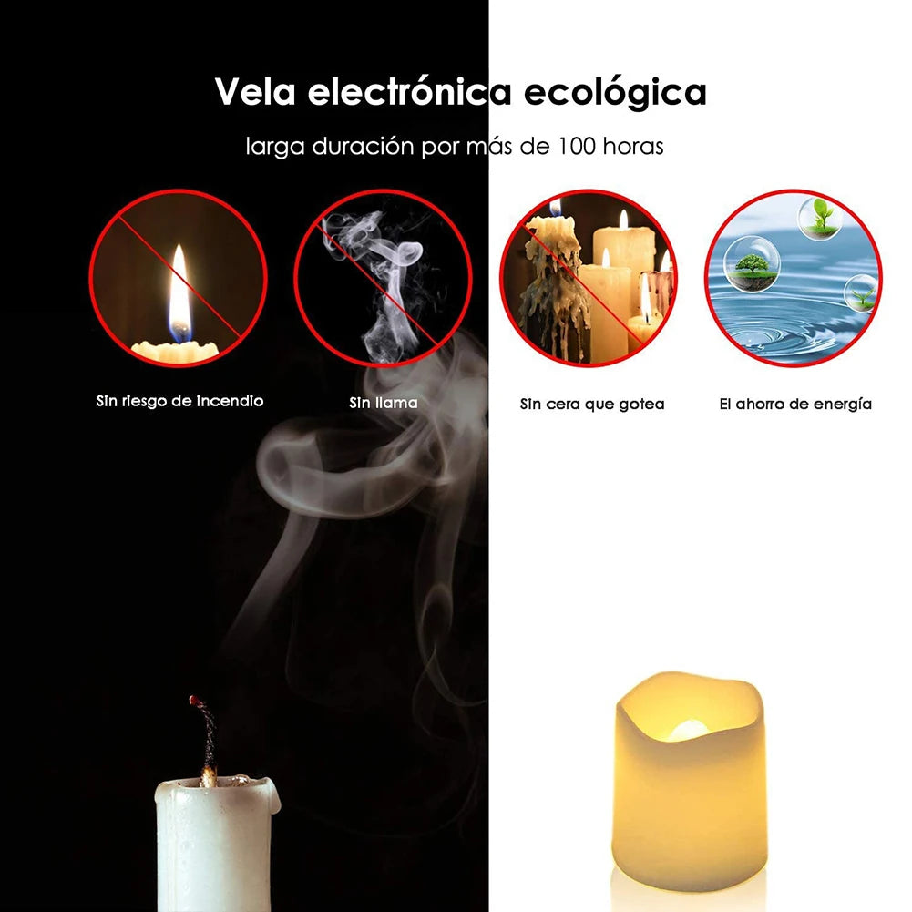 24Pcs/Set Flameless LED Candle Creative Wishing Led Tea Light Warm White Flameless Candle Halloween Christmas Decor Candle Light