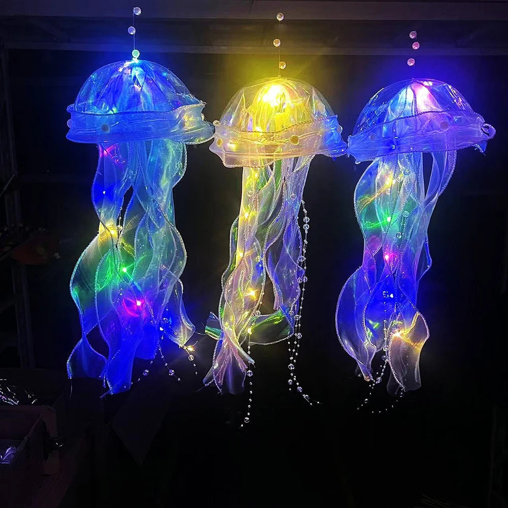 RGB Jellyfish Lamp Colorful Night Light Ocean Inspired Hanging Ceiling Lantern Magical Home Decor Ambient Bedroom Lighting