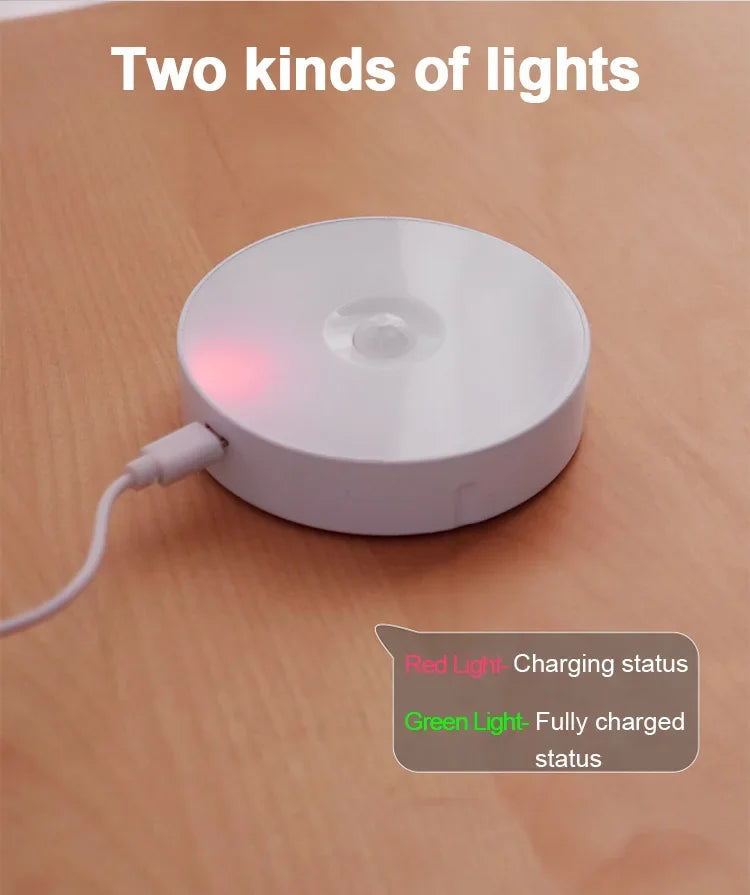3PCS LED Motion Sensor Light Night Light USB Rechargeable Night Lamp for Kitchen Cabinet Wardrobe Lamp Staircase Closet Light