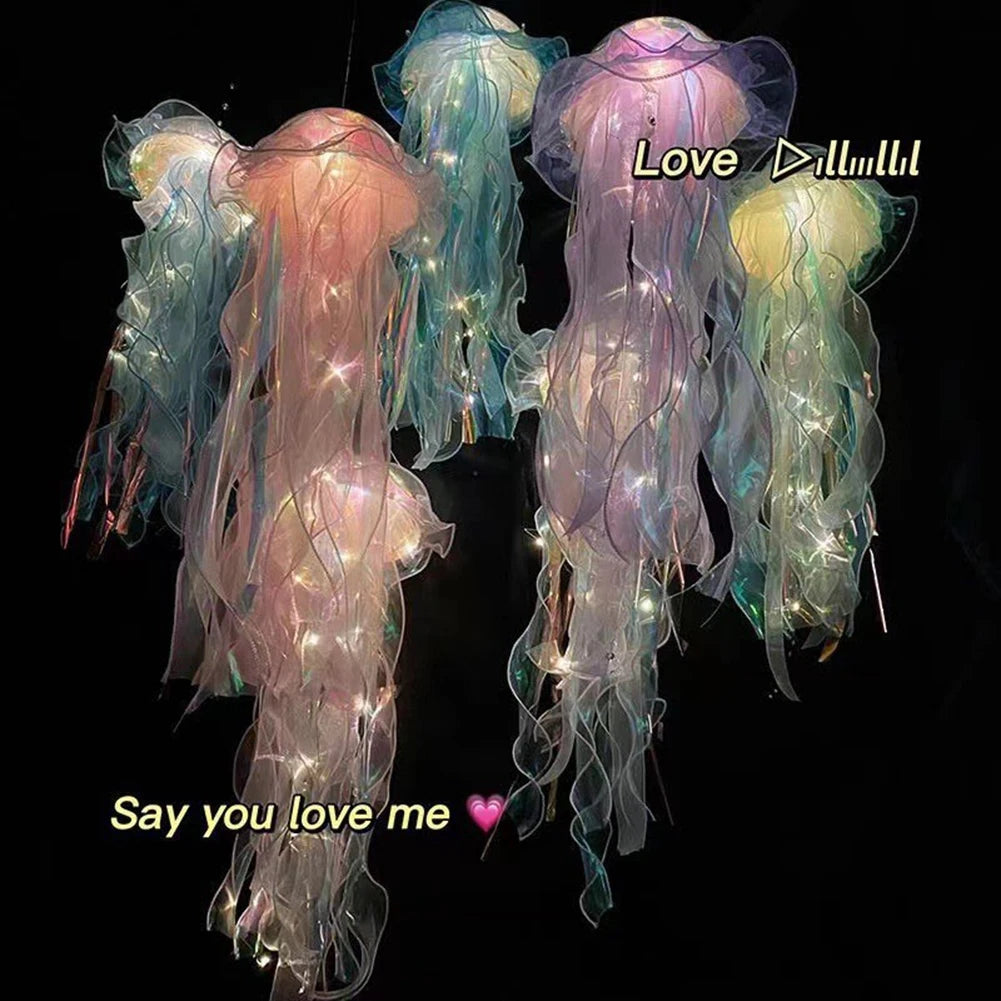 RGB Jellyfish Lamp Colorful Night Light Ocean Inspired Hanging Ceiling Lantern Magical Home Decor Ambient Bedroom Lighting